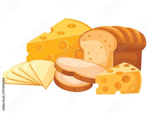 Vector illustration of cheese isolated on white background ideal for cooking recipe food packaging dairy product or culinary themed creative design