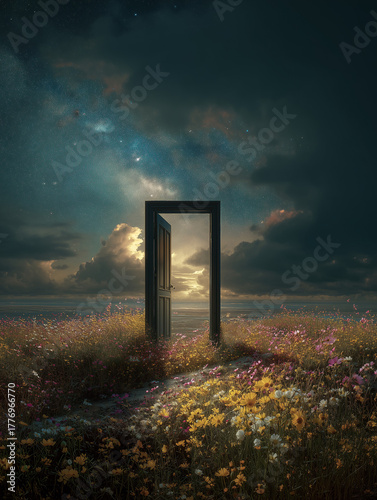 Mystic Portal Blossom Field Galactic Sky