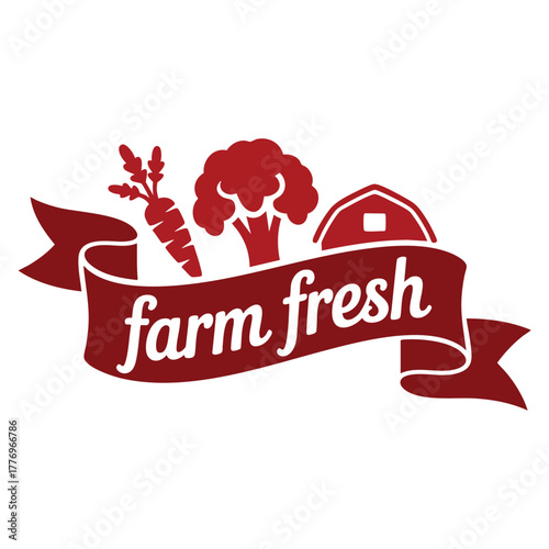 Vector illustration of farm fresh label isolated on white background suitable for organic products grocery branding and food packaging designs