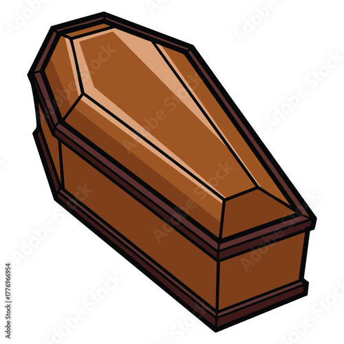 Vector illustration of funerary coffin box in color isolated ideal for funeral service design memorial ceremony or death themed creative artwork