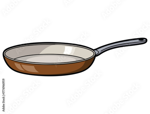 Vector illustration of frying pan on stove burner isolated on white background perfect for culinary cooking kitchenware meal preparation and food design projects