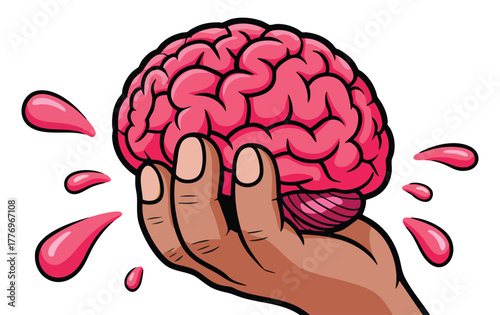 Vector illustration of hand and brain design isolated ideal for creativity education knowledge mental health or psychology themed creative artwork