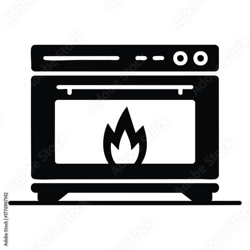 Vector illustration of home appliance oven icon suitable for kitchen interior cooking equipment or household design creative artwork concept