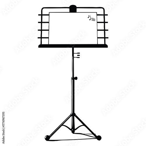 Vector illustration of music stand icon manuscript paper pedestal staff score holder perfect for orchestra musician or concert creative design artwork
