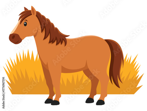 Vector illustration of orange horse isolated on white background ideal for animal, farm, wildlife, equestrian, or creative fantasy design projects