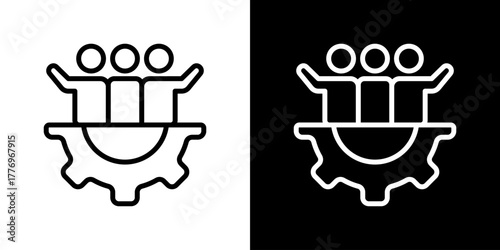 Team Icon Set. Clean Line Design With Light And Dark Versions For Versatile Use. 