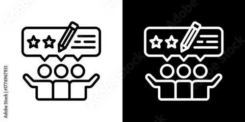 Feedback Icon Set. Clean Line Design With Light And Dark Versions For Versatile Use. 