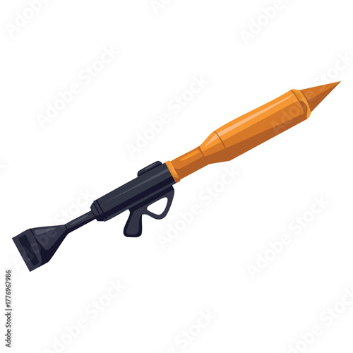 Vector illustration of single bazooka made of steel ideal for weapon design, military action artwork, game concept, or defense themed creative design