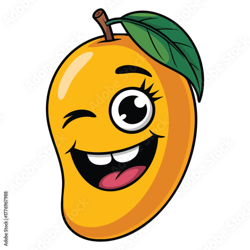 Mango illustration isolated on white background vector design element suitable for tropical fruit healthy organic food or fresh product themed creative concept