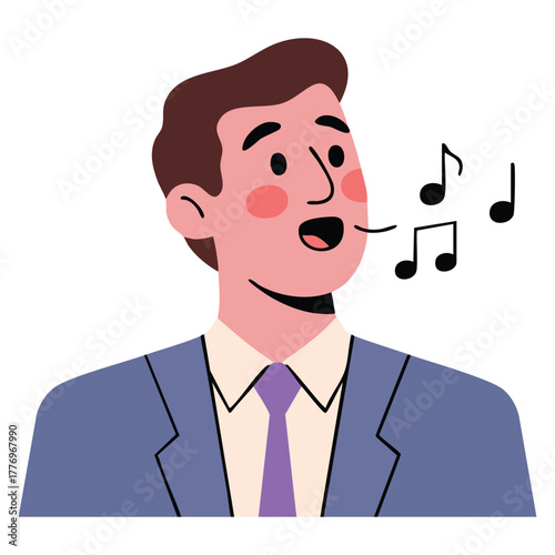 Male singing emotion icon isolated avatar man facial expression vector illustration perfect for emoji app interface user reaction or social media design