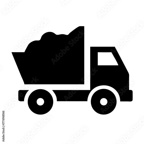 A Dump Truck With Lifted Bed Showing Gravel Ready To Drop