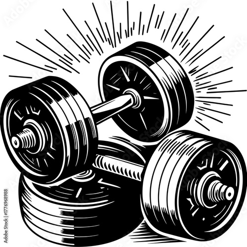 Pair of Dumbbells Displaying Weight and Strength