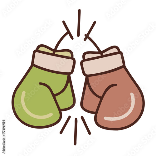 Cartoon Boxing Gloves Colliding with Motion Lines