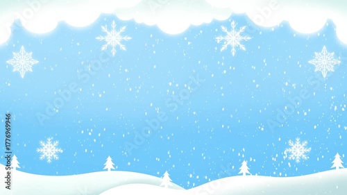 Animation christmas background with snow and snowflakes