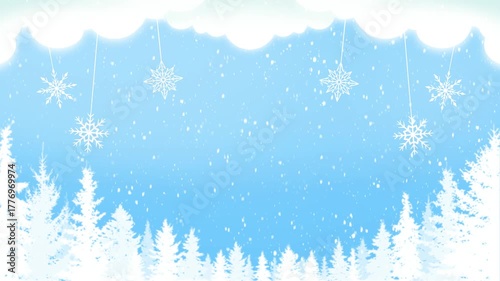 Animation christmas background with snow and snowflakes