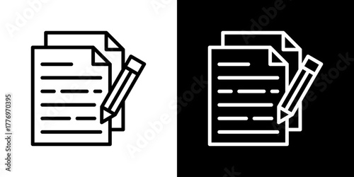 Draft Icon Set. Clean Line Design With Light And Dark Versions For Versatile Use. 