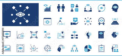 Vision related solid icons set. Vector business related icons.