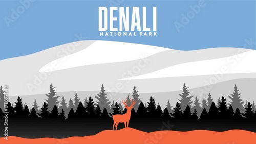 Denali National Park with beautiful natural views and skies