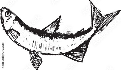 ジャンプするチカの墨絵のイラスト