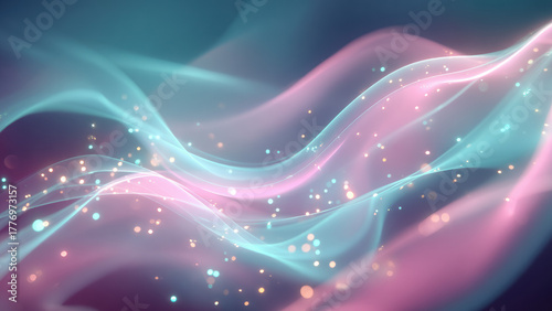 Elegant and Dreamy Motion Pastel Abstract Light Waves Background with Sparkling Gradient Flow
