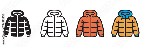 Puffer Jacket Icons Stylish Winter Outerwear for Outdoor Activities