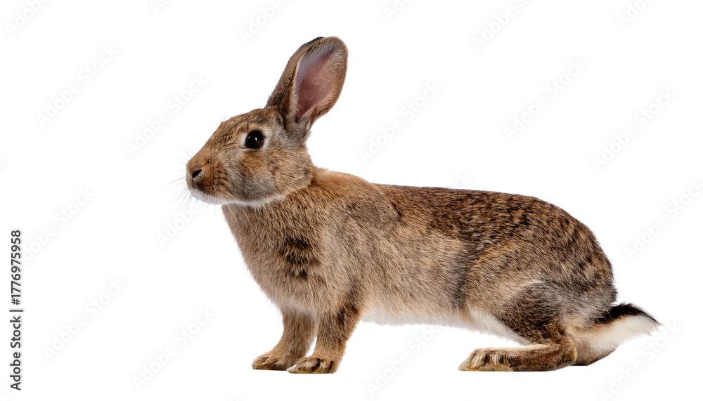 Obraz premium Cute Baby Rabbit Isolated on White - Adorable Young Bunny Pet Portrait Stock Photo