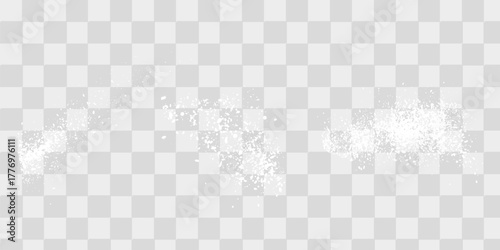 Sugar or salt powder piles set isolated on transparent background. Vector realistic illustration of white dry substance scattered on surface, ground food seasoning,