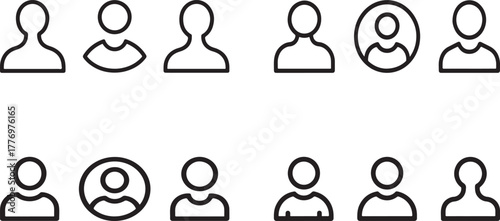 User Profile Person and Avatar Outline Vector Icon Set