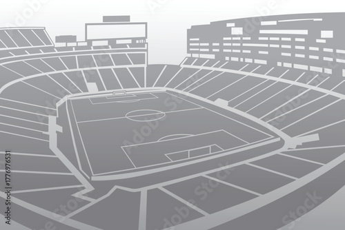 Soccer Football Stadium Arena Field Outline Shape Silhouette Vector for Background