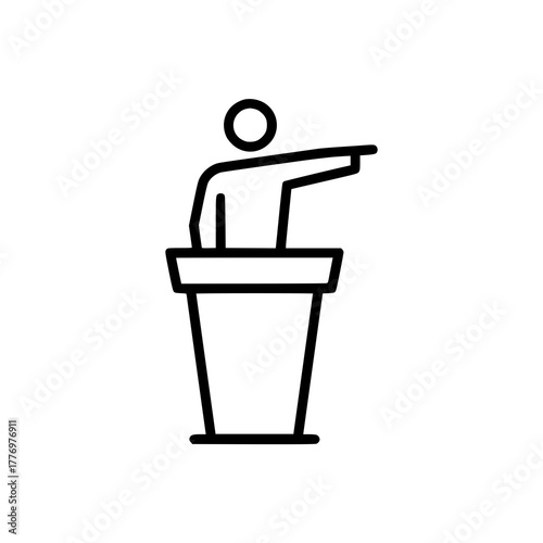Person Speaking at Podium Delivering Speech or Presentation.