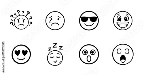 Collection of expressive emoji icons showcasing diverse emotions and reactions.