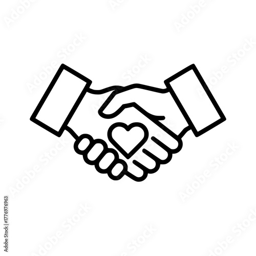 Handshake with Heart Symbol of Partnership and Collaboration.