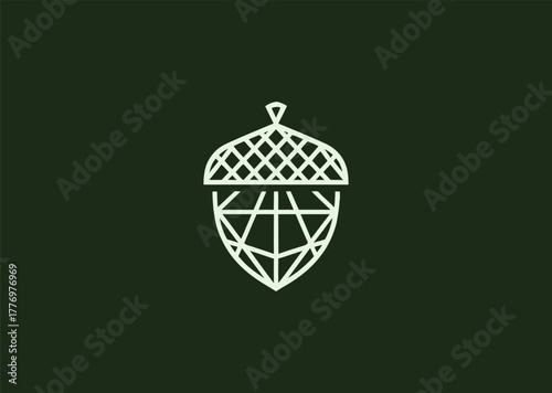 A minimalist acorn logo in elegant line style, symbolizing growth, potential, and nature’s strength, featuring clean geometric curves in a simple vector design