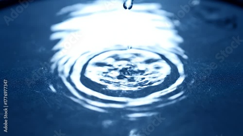 Water Drop Impact: Ripples in Blue