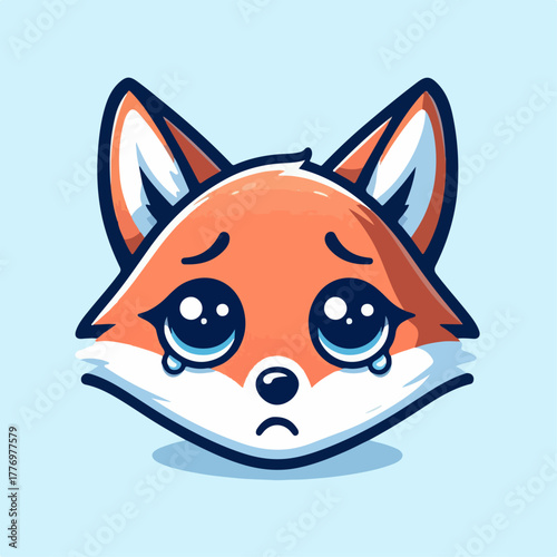 cartoon vector illustration of a sobbing fox