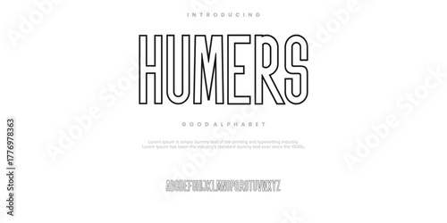 Humers Modern minimal abstract alphabet fonts. Typography technology, electronic, movie, digital, music, future, logo creative font. vector illustration