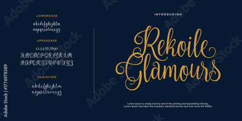 Rekoile Glamours Abstract Fashion font alphabet. Minimal modern urban fonts for logo, brand etc. Typography typeface uppercase lowercase and number. vector illustration