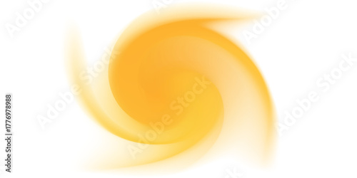 Abstract neon yellow wave form, blurred iridescent gradient texture, isolate design element. Fluid orange watercolor brushstroke blurry swirl shape. Aesthetic flowing lights decoration.