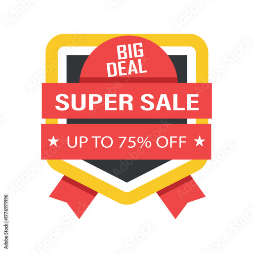 Super sale 75% discount vector banner template design sale tag banner poster flyer