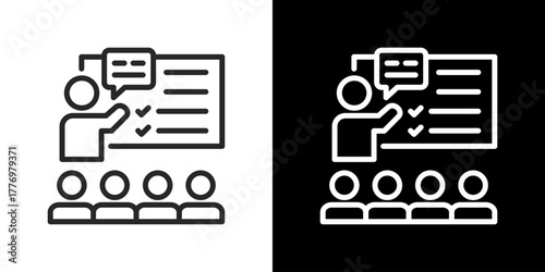 Briefing Icon Set. Clean Line Design With Light And Dark Versions For Versatile Use.