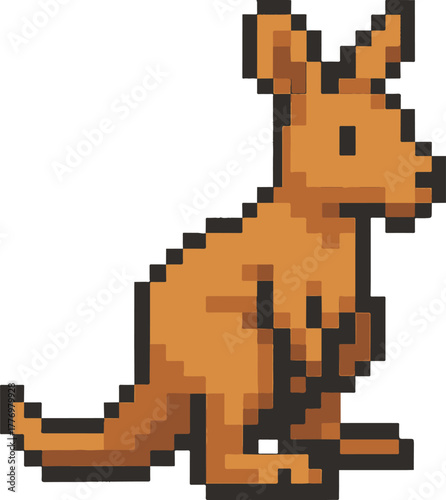 Kangaroo pixel art, eps 10 illustration