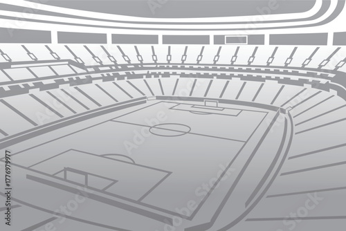 Soccer Football Stadium Arena Field Outline Shape Silhouette Vector for Background