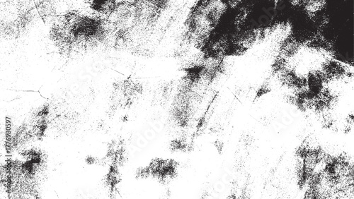 Abstract Black White Grunge Texture, Distressed Surface Overlay with Scratches and Cracks