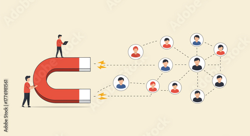 Attracting Customers - A Visual Depiction of Business Growth and Networking.