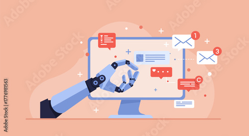 Artificial intelligence interacting with computer screen for communication.