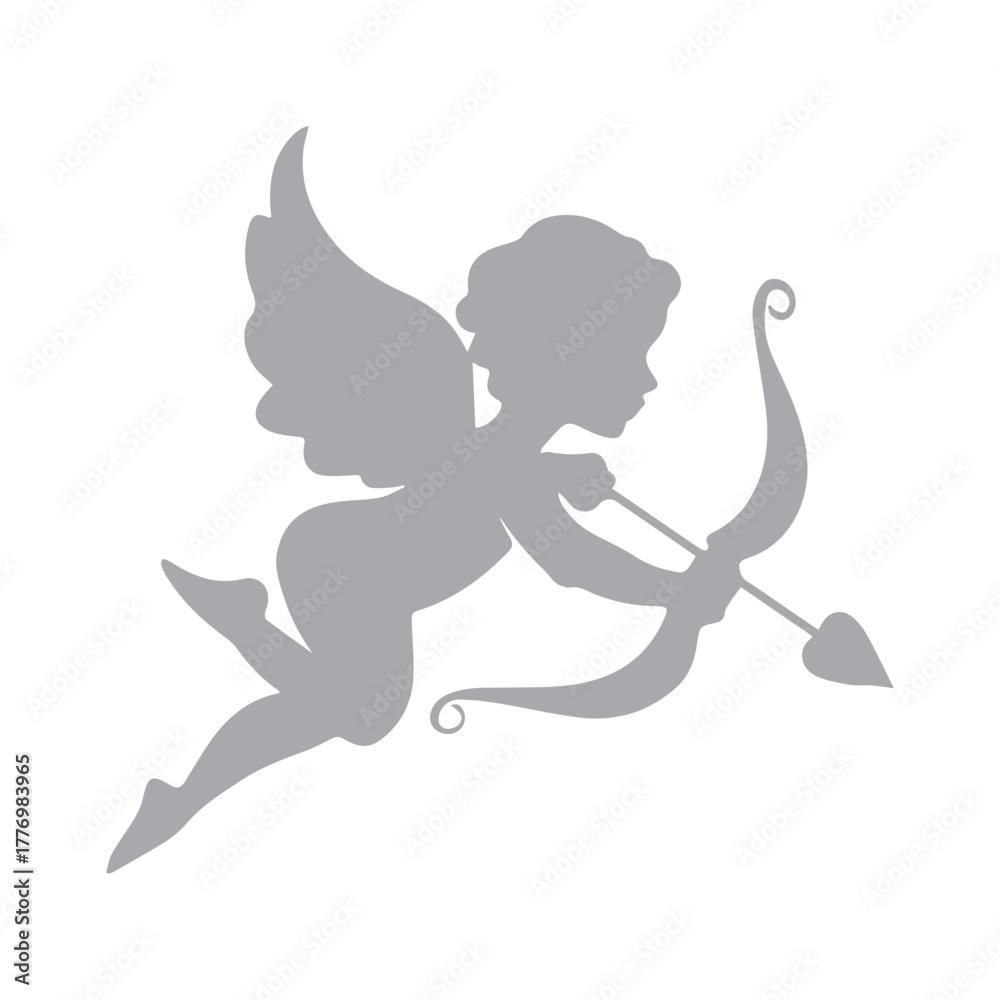 Fototapeta premium Cupid Silhouette with Bow