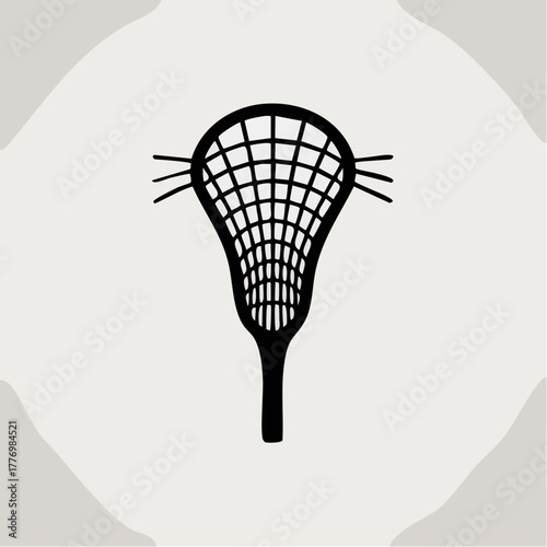 netted whisper lacrosse head black pocket emblem framed by abstract symmetrical pattern