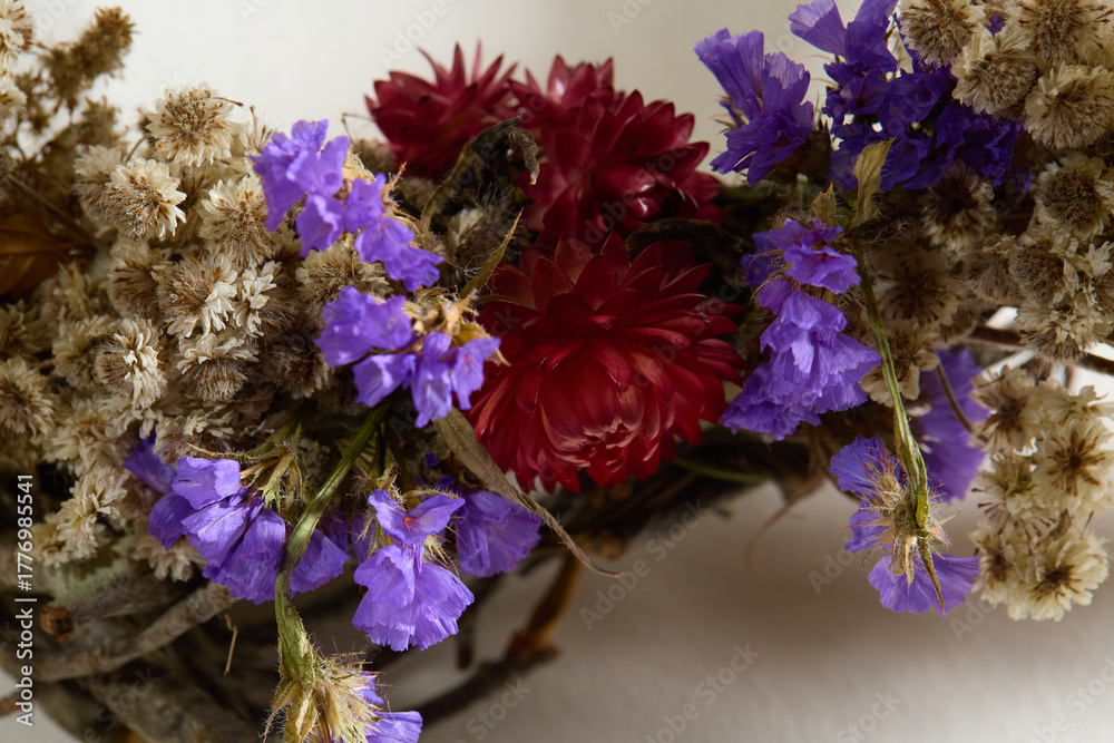 custom made wallpaper toronto digitalBoho dried flower wreath with fluffy natural accents, grapevine base, wall decor
