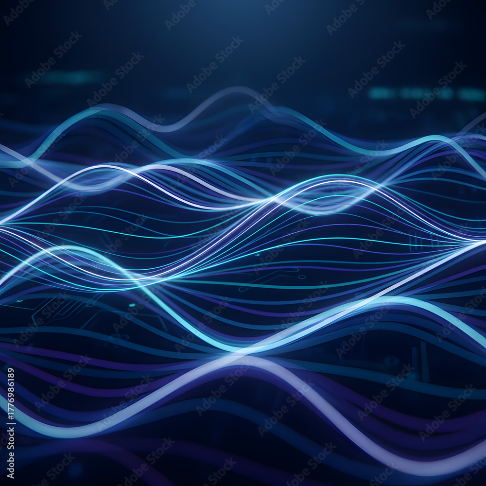 Naklejka premium Digital Blue Wave Tech Pattern Background