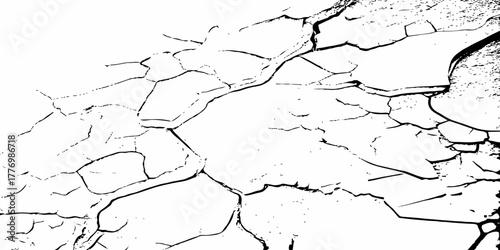 digital wall grunge and dust pattern surface Cracked white wall texture design element white background.
